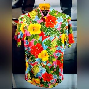 Ralph Lauren Hawaiian Shirt Men’s S Multicolor Tropical Floral Custom Fit Viscos
